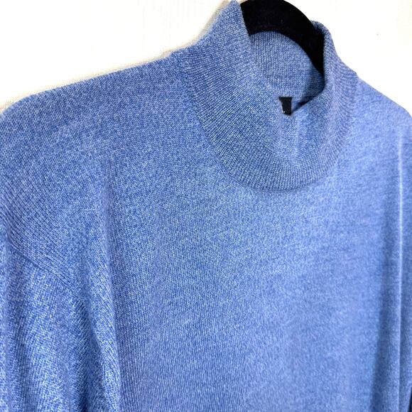 VINTAGE Jos. A. Bank Wool Sweater Size M Mock Turtleneck Blue Capsule Minimalist - Picture 2 of 7